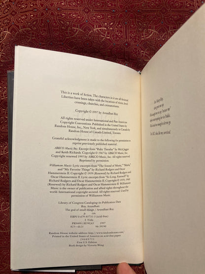 The God of Small Things, First Printing. Signed.