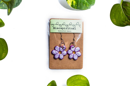 Spiral Flower Power Earrings | Light Purple - Blackbird Infoshop
